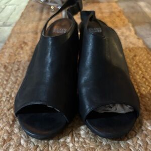 Eileen Fisher Black Leather Mules